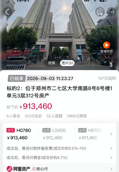 阿里资产竞价页面:郑州市二七区大学南路8号8号楼1单元3层312号房产